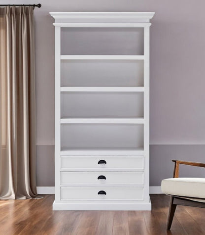 75" White Solid Wood Four Tier Bookcase HomeRoots