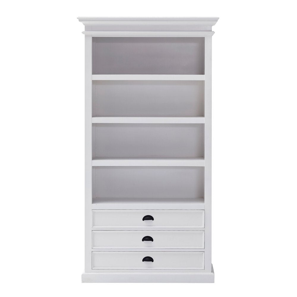 75" White Solid Wood Four Tier Bookcase HomeRoots