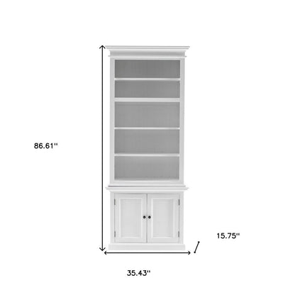 White Solid Wood Adjustable Four Tier Bookcase HomeRoots