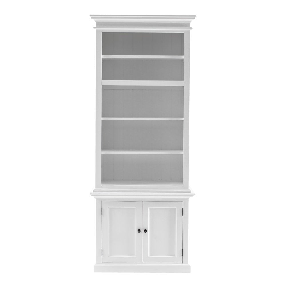 White Solid Wood Adjustable Four Tier Bookcase HomeRoots