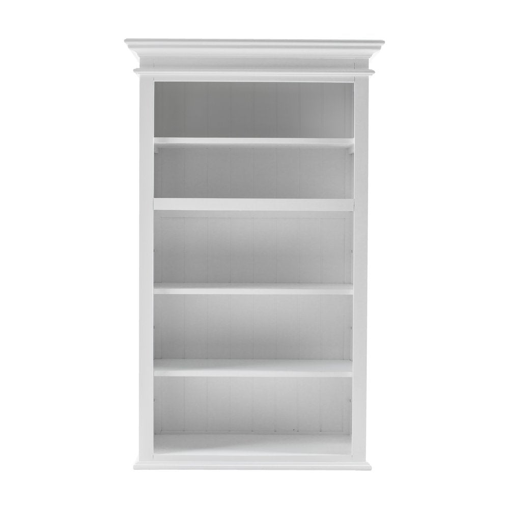 White Solid Wood Adjustable Four Tier Bookcase HomeRoots