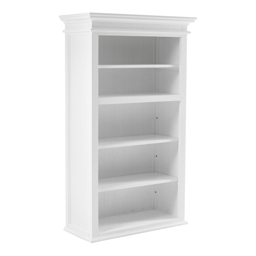 White Solid Wood Adjustable Four Tier Bookcase HomeRoots