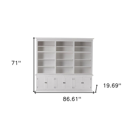 71" White Solid Wood Frame Dining Hutch With Multiple Shelves And Three Drawers HomeRoots