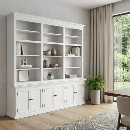 71" White Solid Wood Frame Dining Hutch With Multiple Shelves And Three Drawers HomeRoots