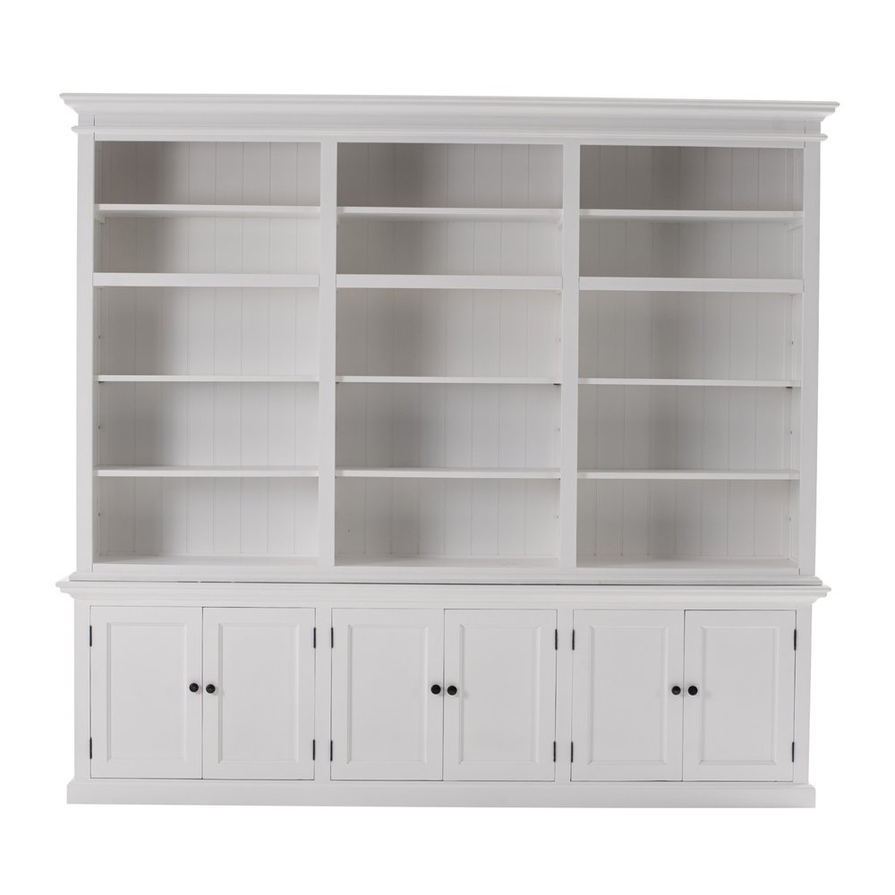 71" White Solid Wood Frame Dining Hutch With Multiple Shelves And Three Drawers — view 1
