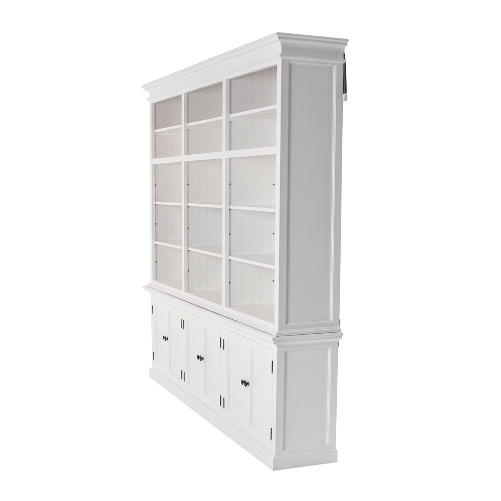71" White Solid Wood Frame Dining Hutch With Multiple Shelves And Three Drawers — view 2