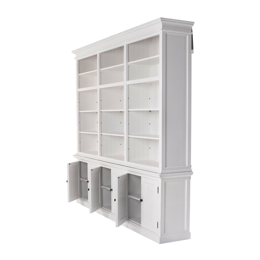 71" White Solid Wood Frame Dining Hutch With Multiple Shelves And Three Drawers — view 3