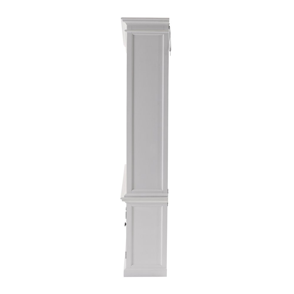 71" White Solid Wood Frame Dining Hutch With Multiple Shelves And Three Drawers HomeRoots