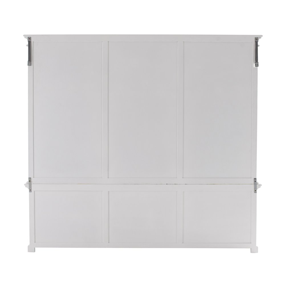 71" White Solid Wood Frame Dining Hutch With Multiple Shelves And Three Drawers HomeRoots