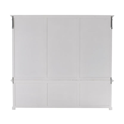 71" White Solid Wood Frame Dining Hutch With Multiple Shelves And Three Drawers HomeRoots
