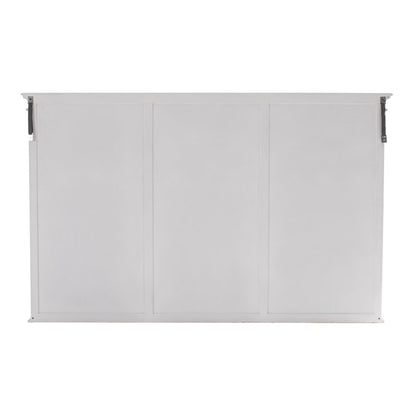 71" White Solid Wood Frame Dining Hutch With Multiple Shelves And Three Drawers HomeRoots