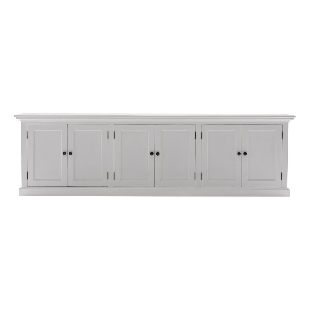 71" White Solid Wood Frame Dining Hutch With Multiple Shelves And Three Drawers HomeRoots