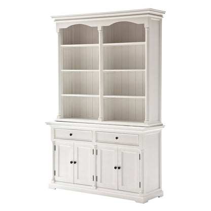 87" White Wood Sideboard with Hutch and Two Drawers HomeRoots