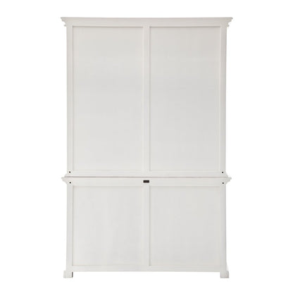87" White Wood Sideboard with Hutch and Two Drawers HomeRoots