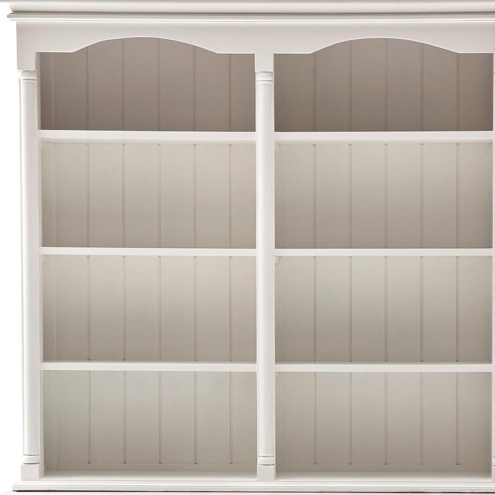 87" White Wood Sideboard with Hutch and Two Drawers HomeRoots