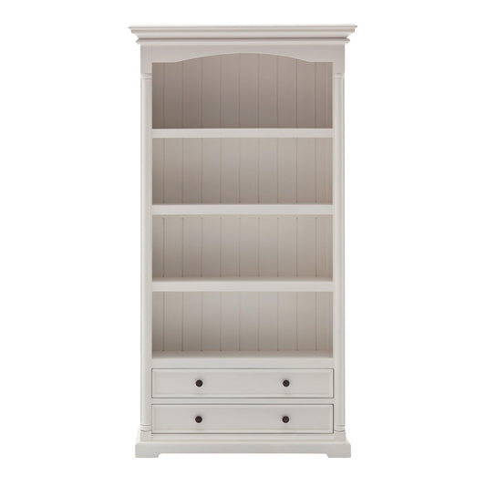 75" White Solid Wood Four Tier Bookcase - FurniFindUSA