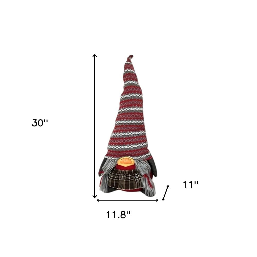 30" Red Fabric Christmas Sitting Gnome Tabletop Sculpture HomeRoots