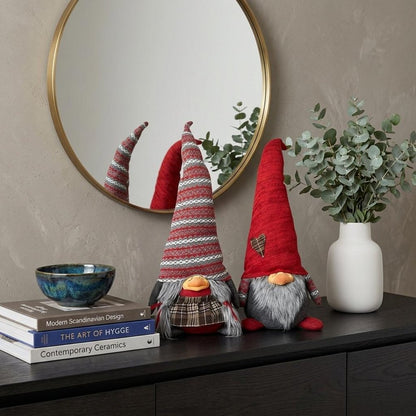 30" Red Fabric Christmas Sitting Gnome Tabletop Sculpture HomeRoots