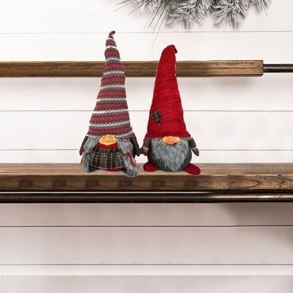 30" Red Fabric Christmas Sitting Gnome Tabletop Sculpture HomeRoots