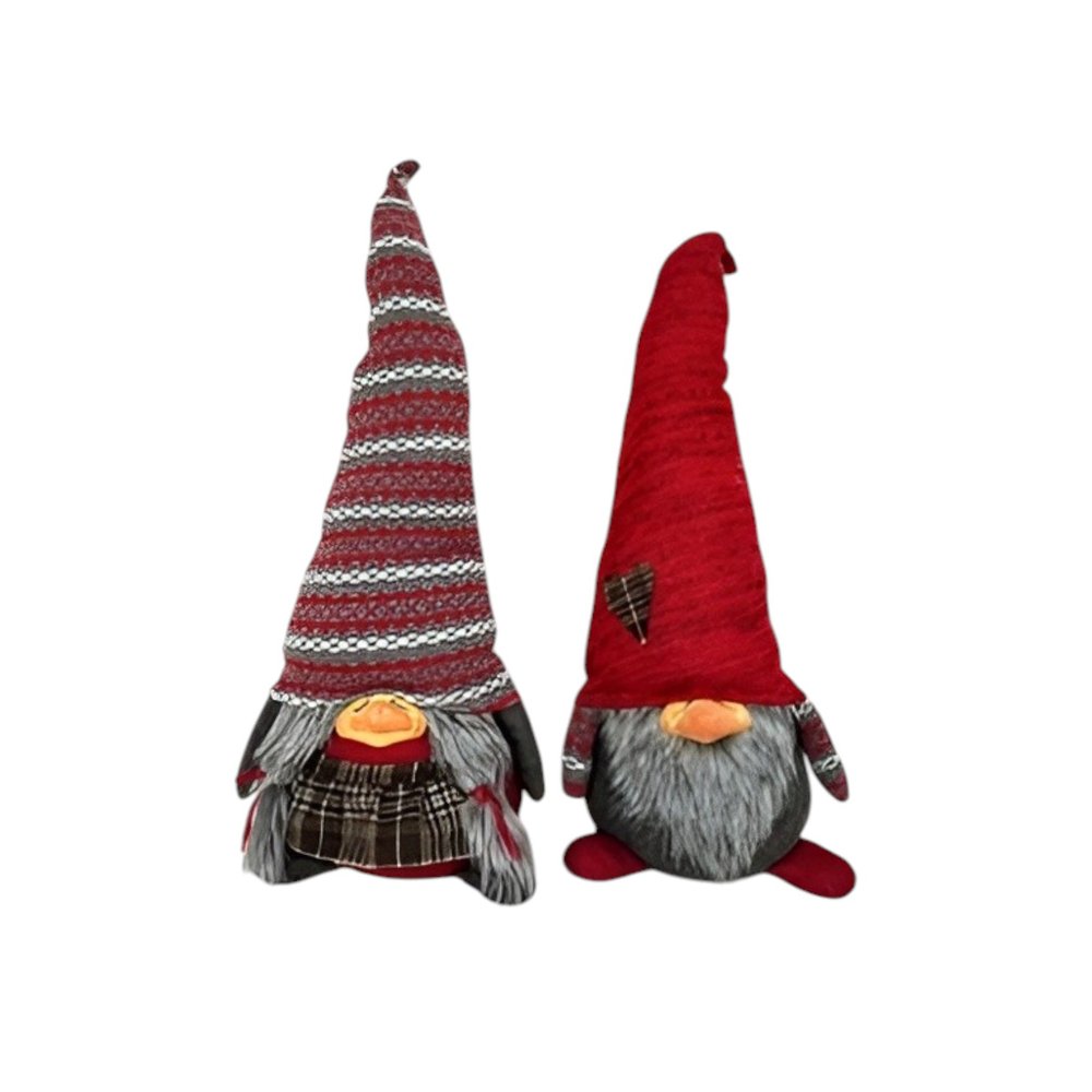 30" Red Fabric Christmas Sitting Gnome Tabletop Sculpture HomeRoots
