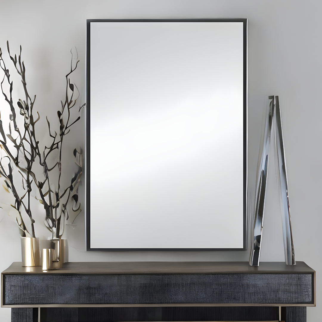 38" Black Metal Framed Accent Mirror