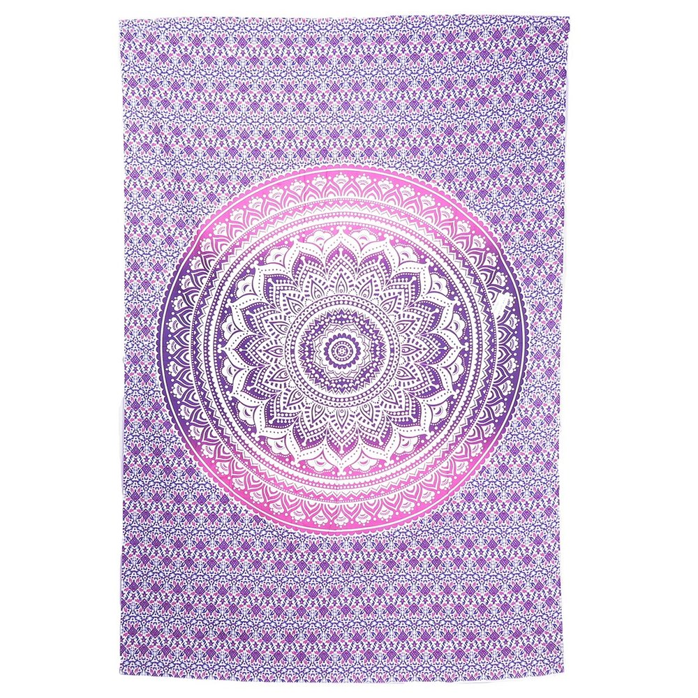 80" X 56" Purple And White Mandala Cotton Hanging Tapestry — view 1