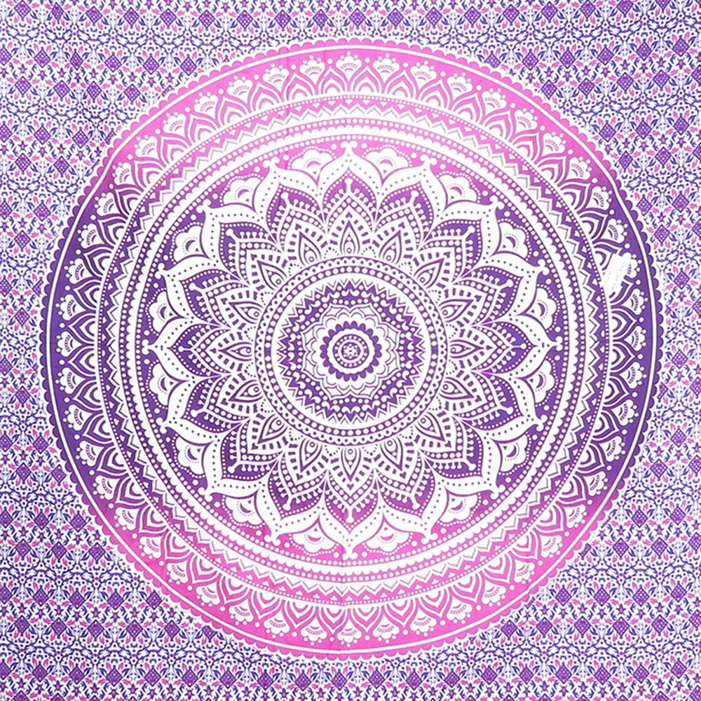 80" X 56" Purple And White Mandala Cotton Hanging Tapestry — view 2