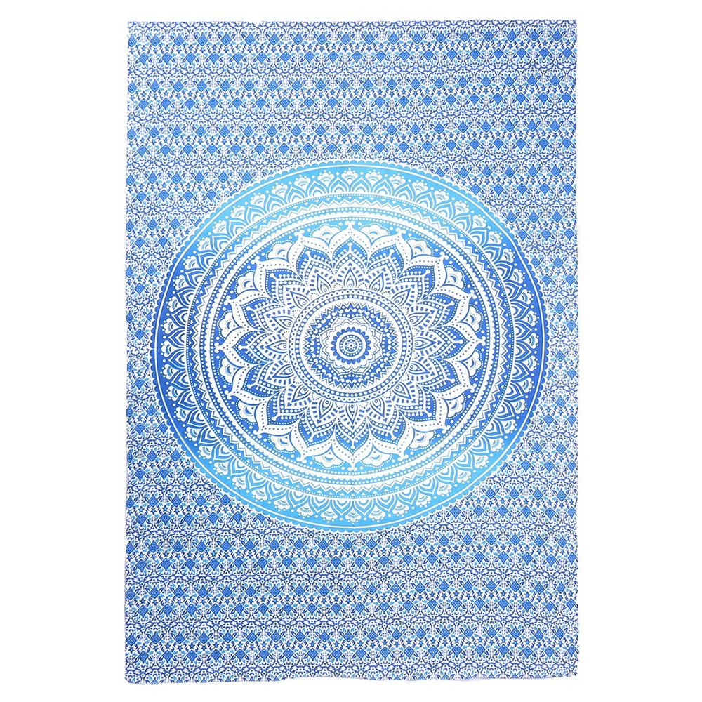 80" X 56" Blue And White Mandala Cotton Hanging Tapestry — view 2