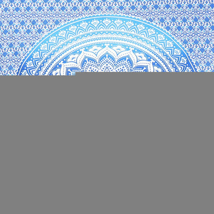 80" X 56" Blue And White Mandala Cotton Hanging Tapestry