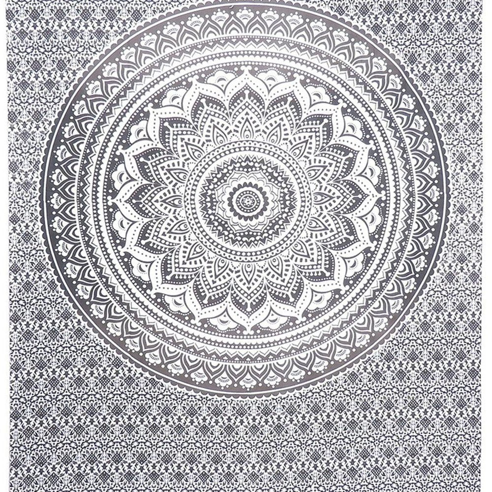 80" X 56" Gray And White Mandala Cotton Hanging Tapestry — view 5