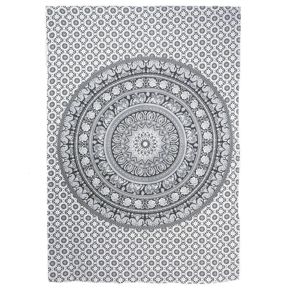 80" X 56" Black And White Mandala Cotton Hanging Tapestry — view 2