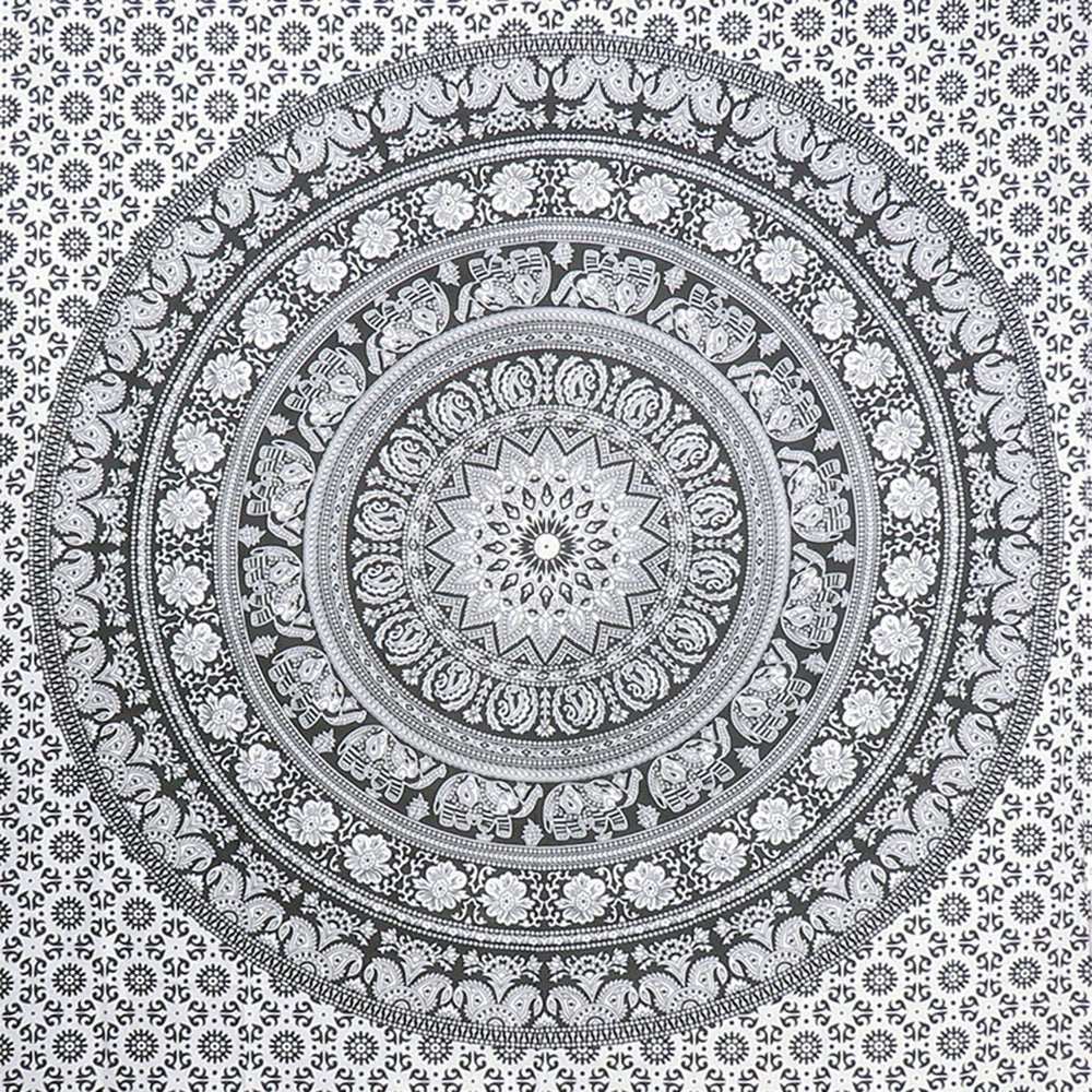 80" X 56" Black And White Mandala Cotton Hanging Tapestry — view 5