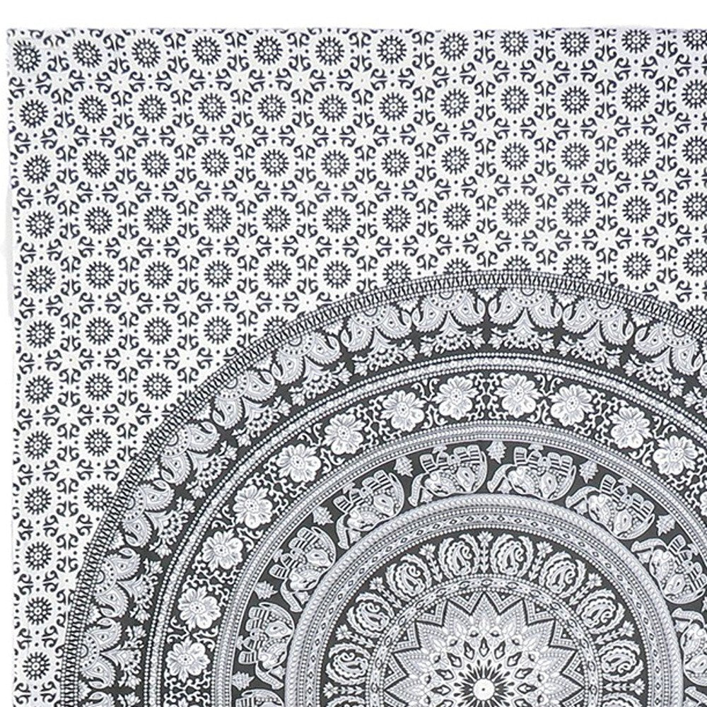 80" X 56" Black And White Mandala Cotton Hanging Tapestry — view 3