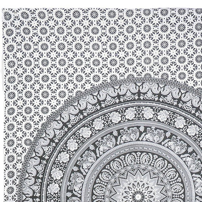 80" X 56" Black And White Mandala Cotton Hanging Tapestry