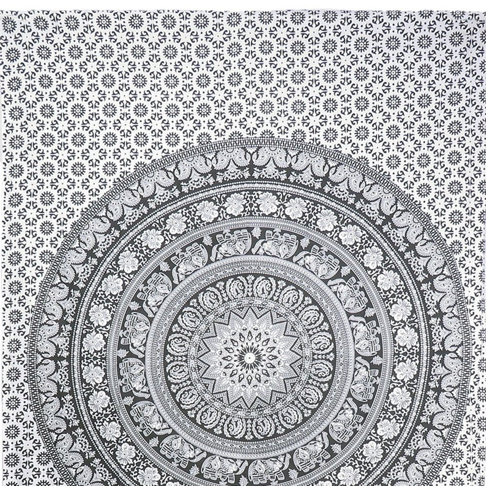 80" X 56" Black And White Mandala Cotton Hanging Tapestry — view 4