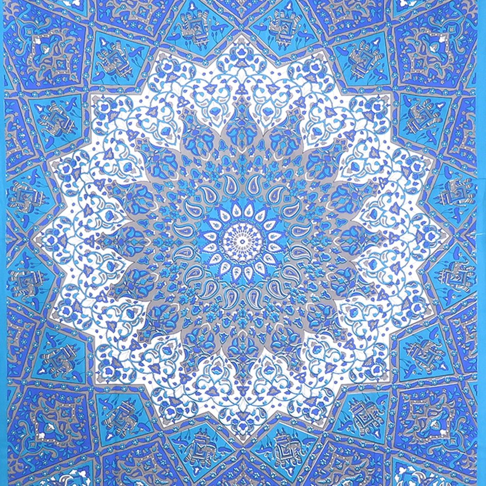 80" X 56" Royal Blue Mandala Cotton Hanging Tapestry — view 2