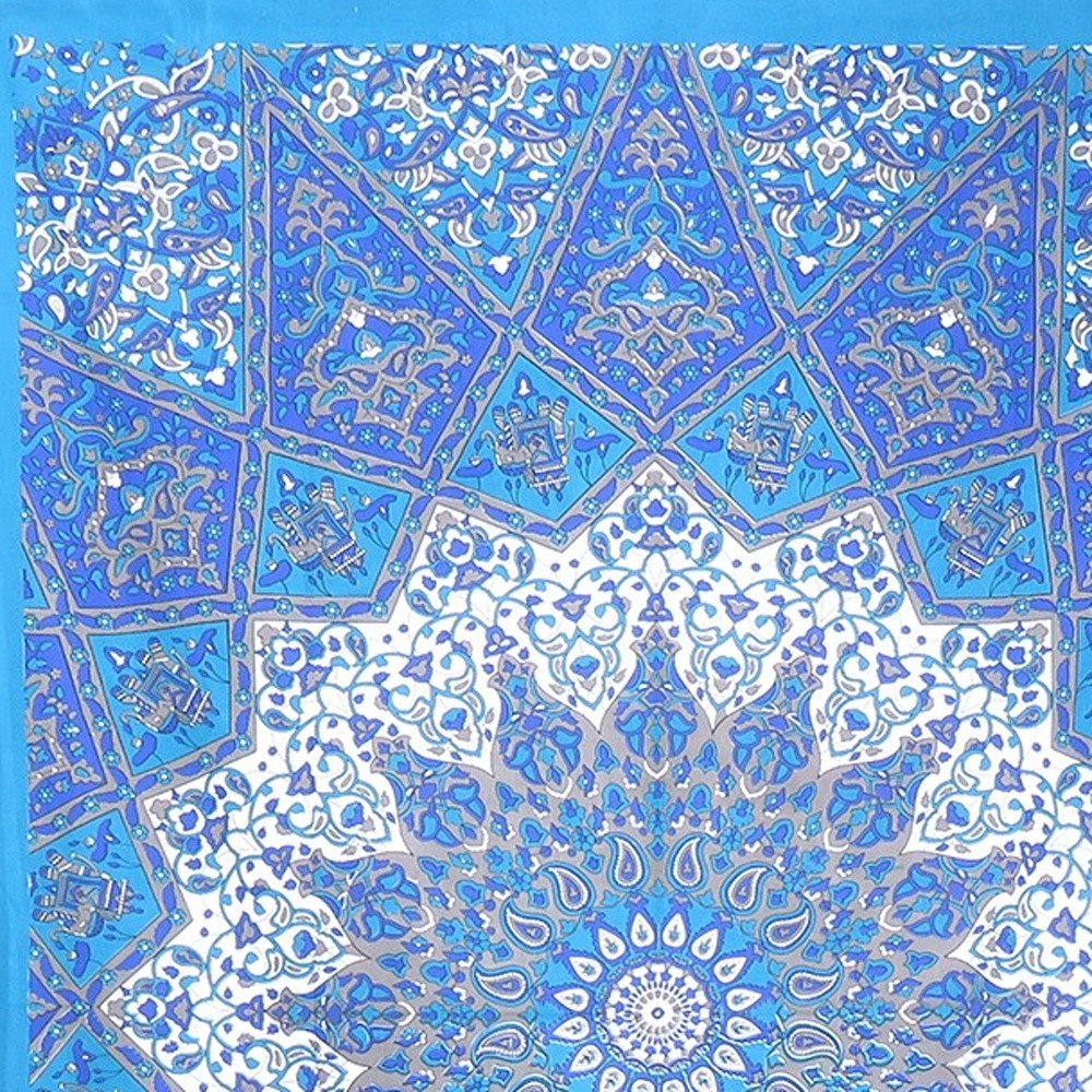 80" X 56" Royal Blue Mandala Cotton Hanging Tapestry — view 3