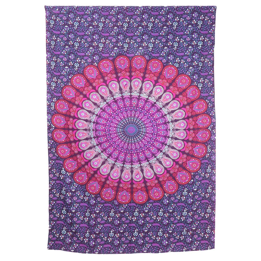 80" X 56" Purple Pink And White Mandala Cotton Hanging Tapestry — view 2