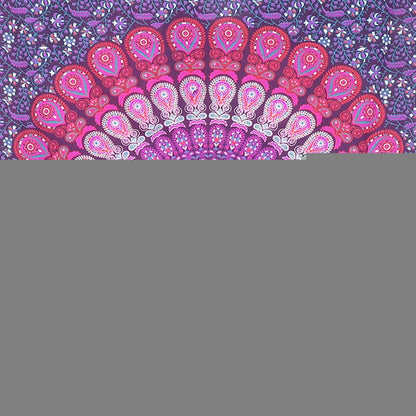 80" X 56" Purple Pink And White Mandala Cotton Hanging Tapestry