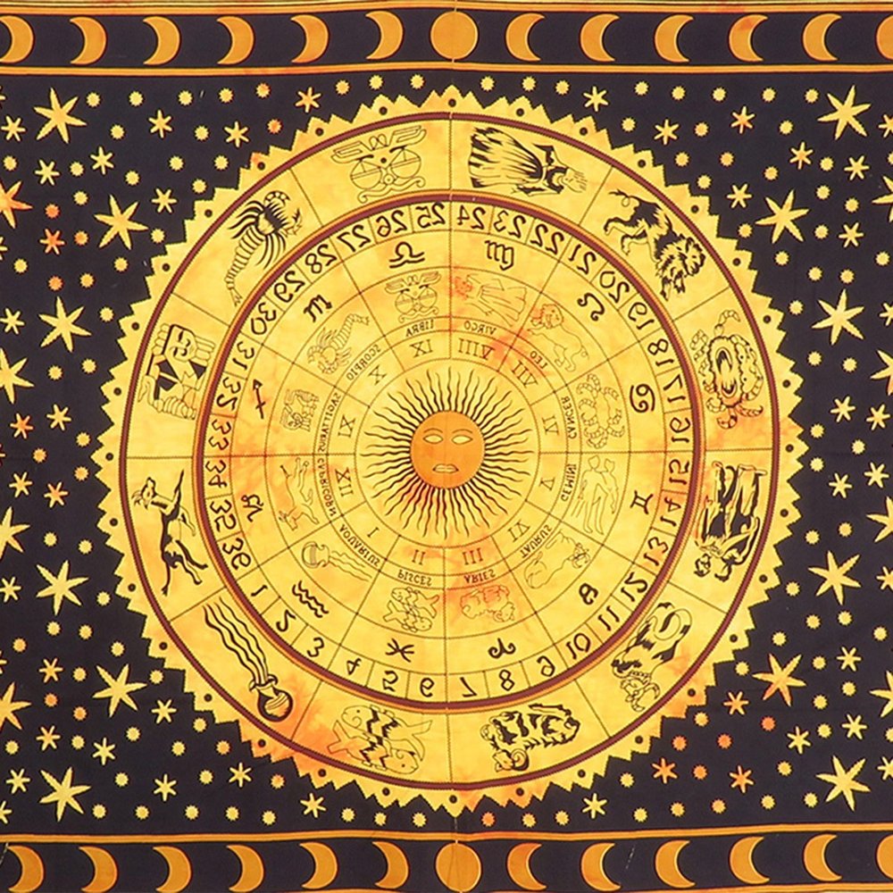 80" X 56" Black Red And Yellow Cotton Hanging Tapestry — view 2