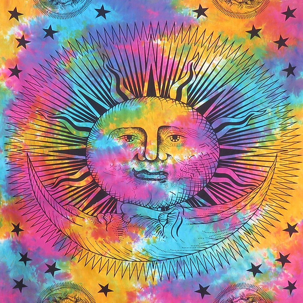 80" X 56" Blue Pink And Yellow Cotton Hanging Tapestry — view 7