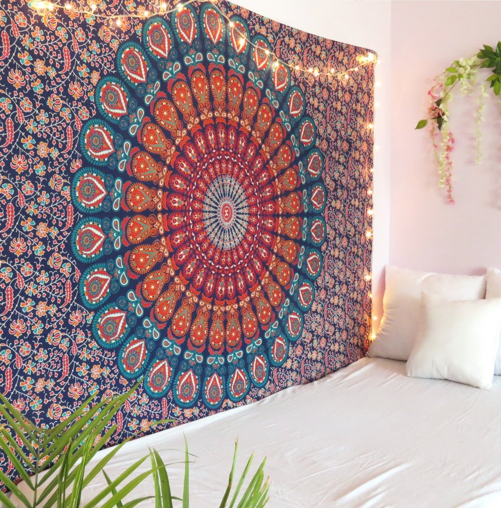 Blue and Orange Floral Cotton HomeRoots