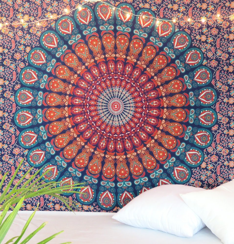 Blue and Orange Floral Cotton HomeRoots