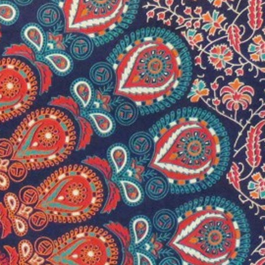Blue And Orange Floral Cotton Twin Flat Sheet HomeRoots