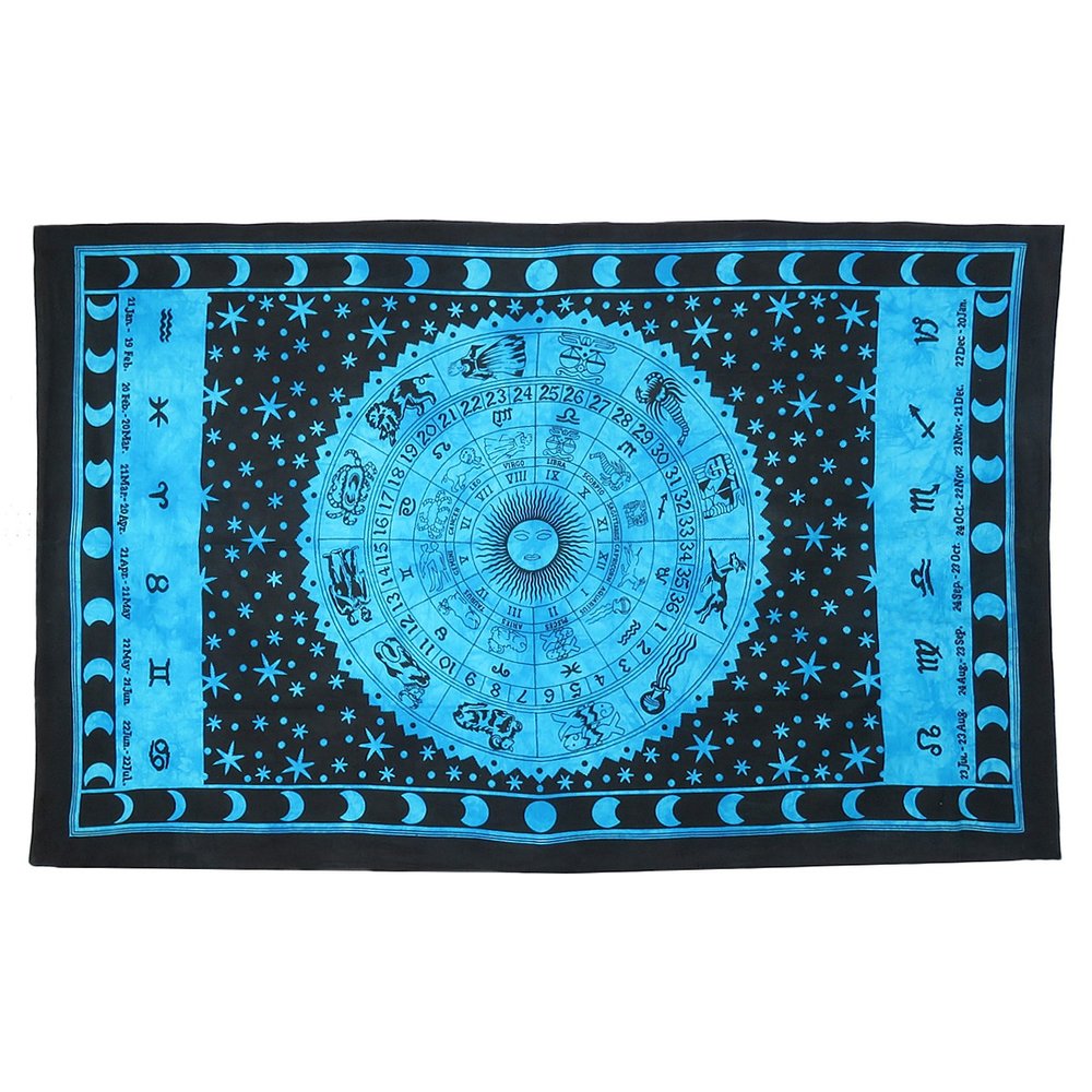 80" X 56" Black And Blue Cotton Hanging Tapestry — view 2