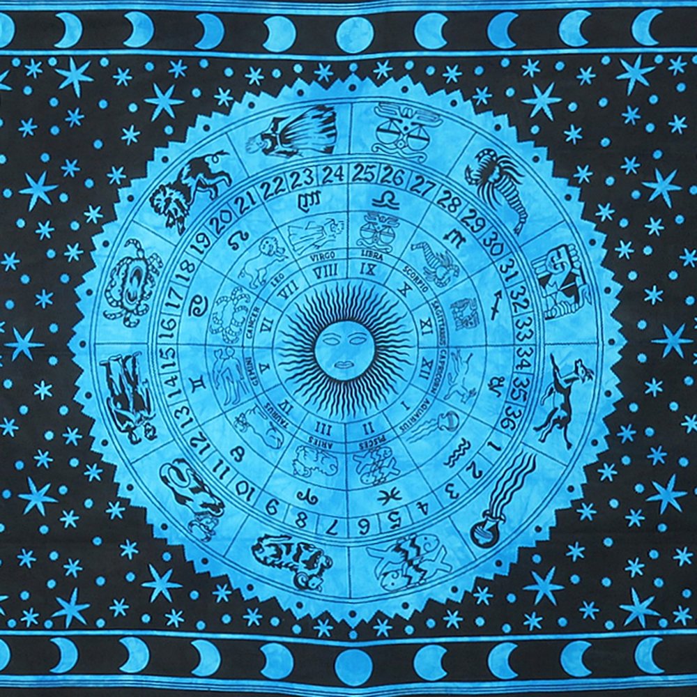 80" X 56" Black And Blue Cotton Hanging Tapestry — view 6