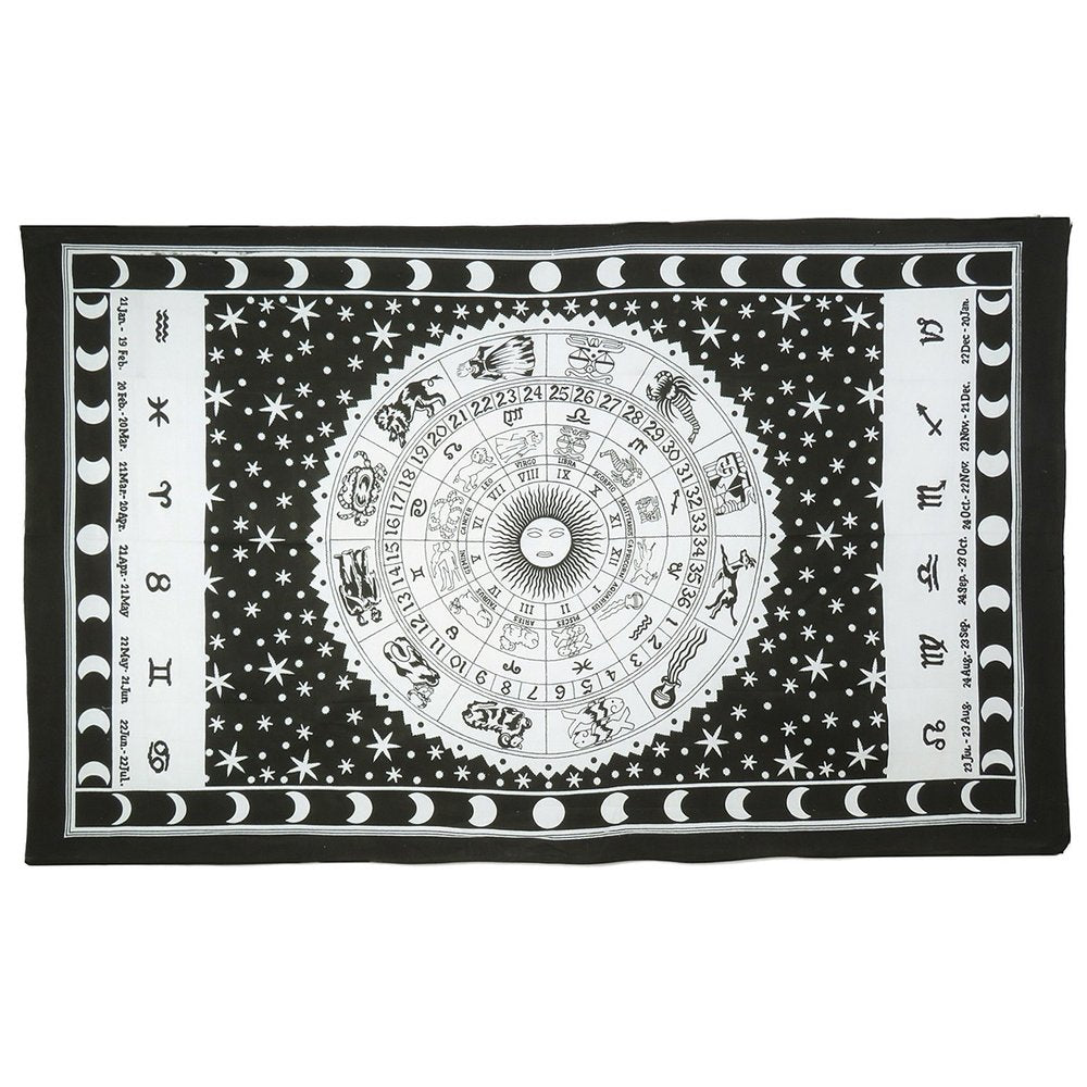 80" X 56" Black And White Cotton Hanging Tapestry — view 1