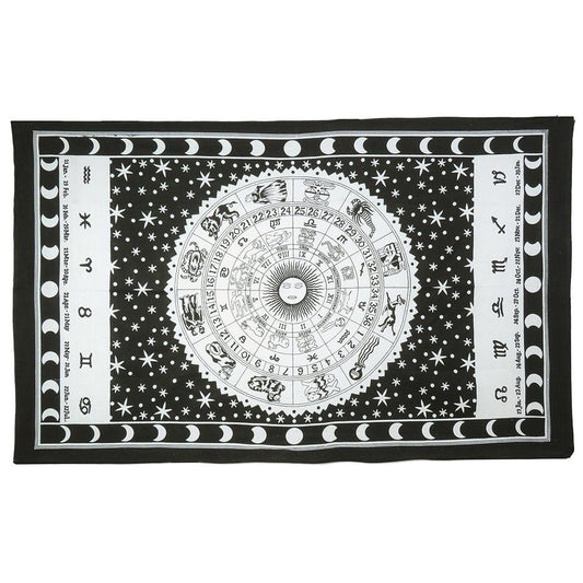 80" X 56" Black And White Cotton Hanging Tapestry