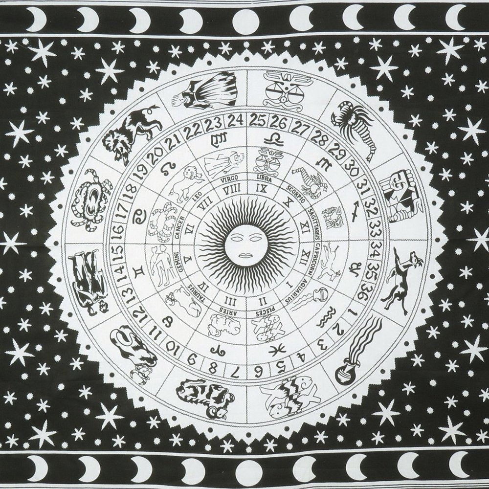 80" X 56" Black And White Cotton Hanging Tapestry — view 2