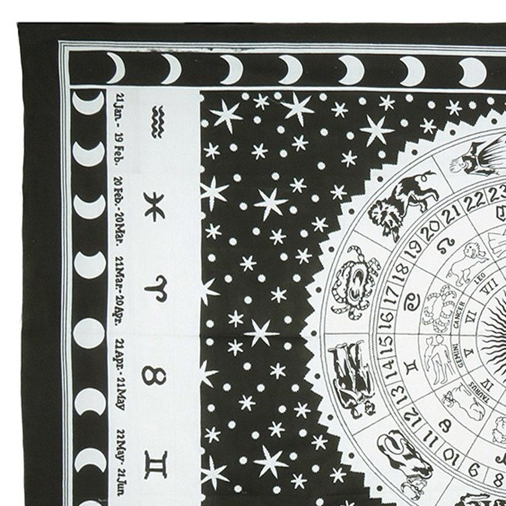 80" X 56" Black And White Cotton Hanging Tapestry — view 3